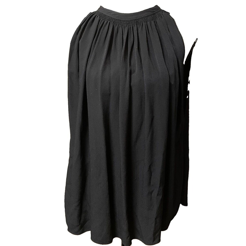 HELMUT LANG Black Back Tie Halter Top S Viscose Textured Gathered Quiet Luxury